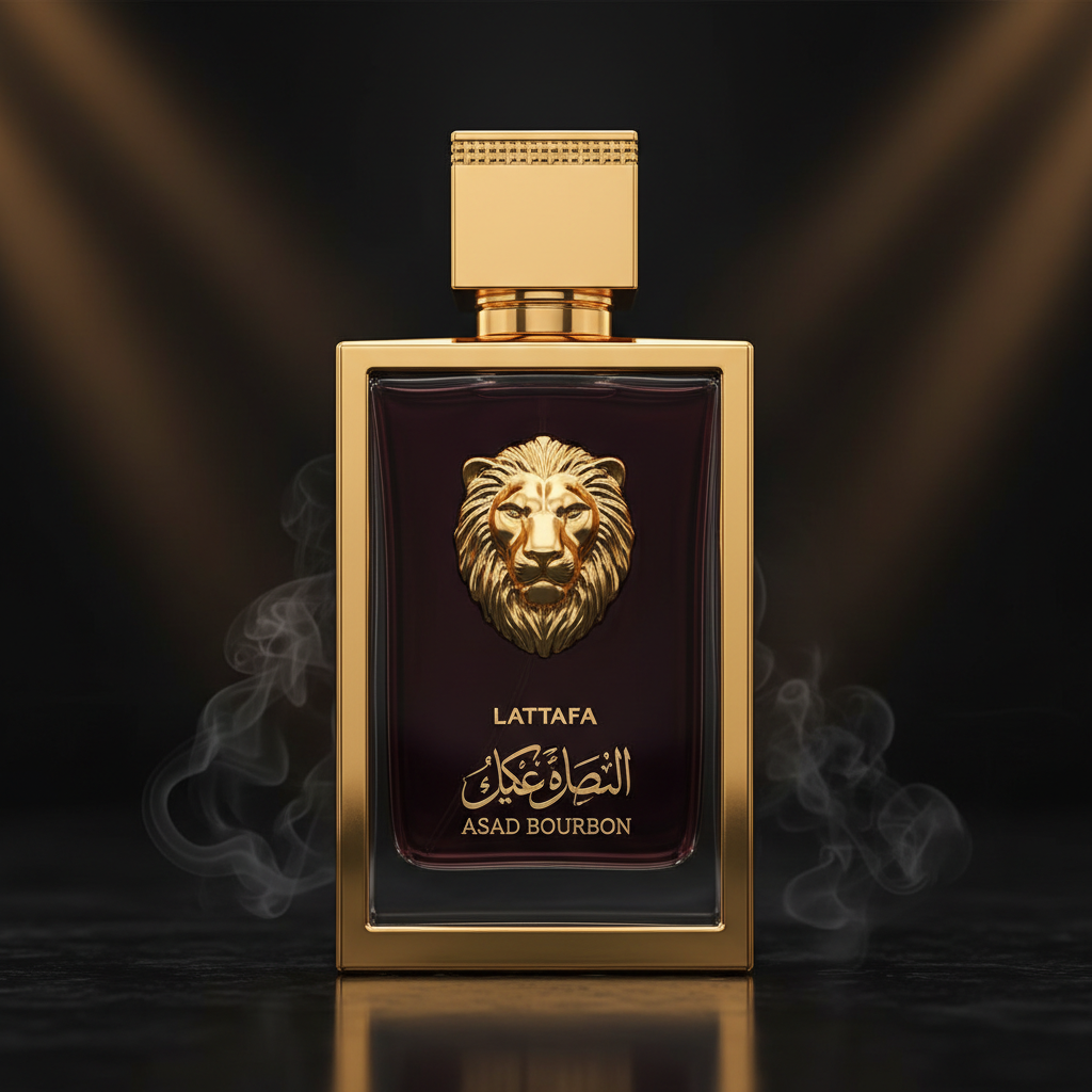 Lattafa Asad Bourbon Eau de Parfum 100ml bouteille luxe bordeaux et or