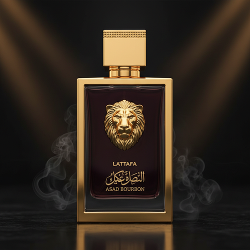 Lattafa Asad Bourbon Eau de Parfum 100ml bouteille luxe bordeaux et or